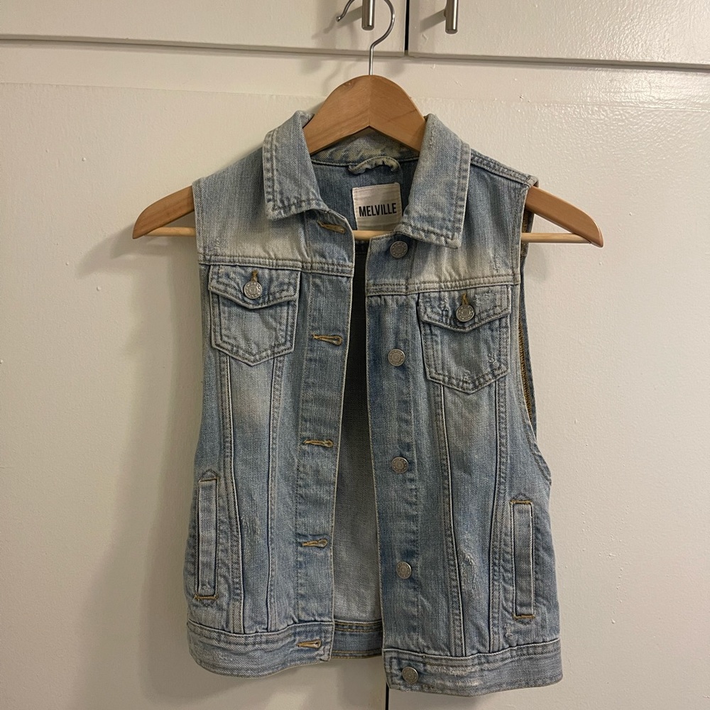 Brandy Melville Distressed Denim Vest - size Small